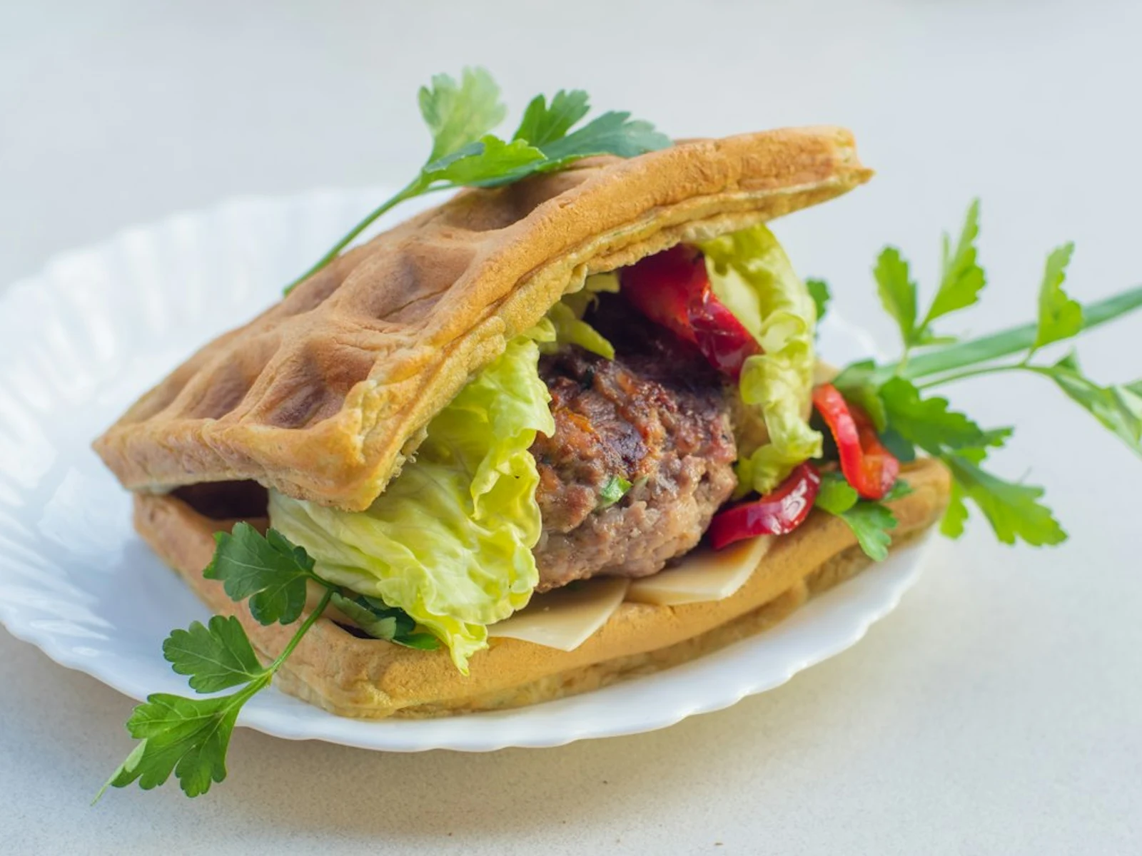 Chicken & Waffles Sandwich w/ Grilled Filet